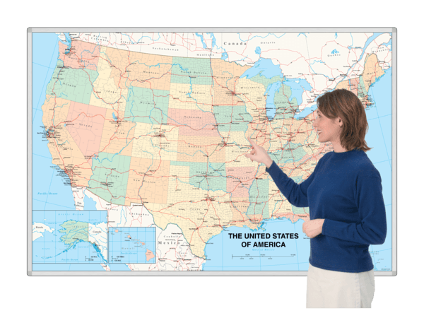 Magnamap Magnetic Printed Steel Whiteboard Maps