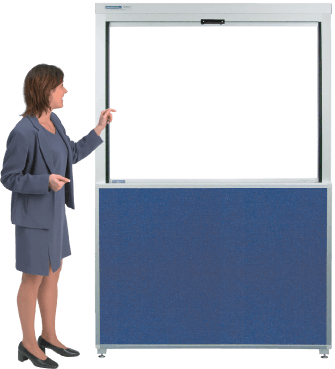 Highrizer Vertical Sliding Whiteboard Cabinet With Fabric Base Hrzf34