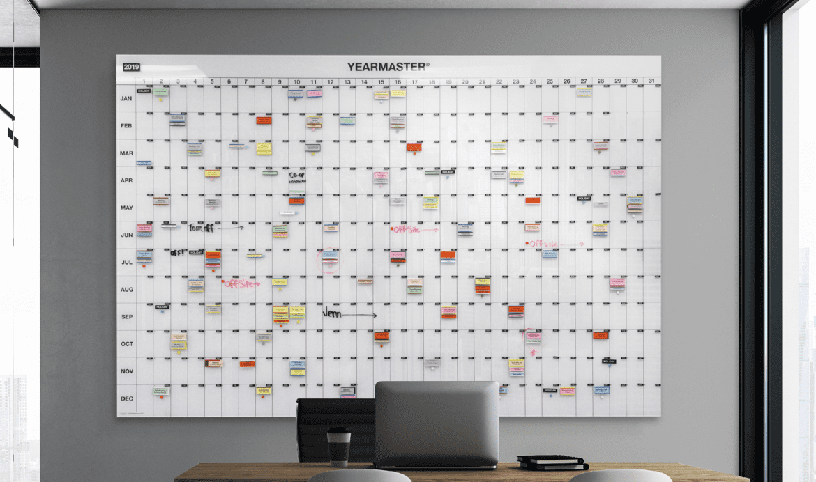 Whiteboard Calendars Glass YearMaster® Printed Timeline