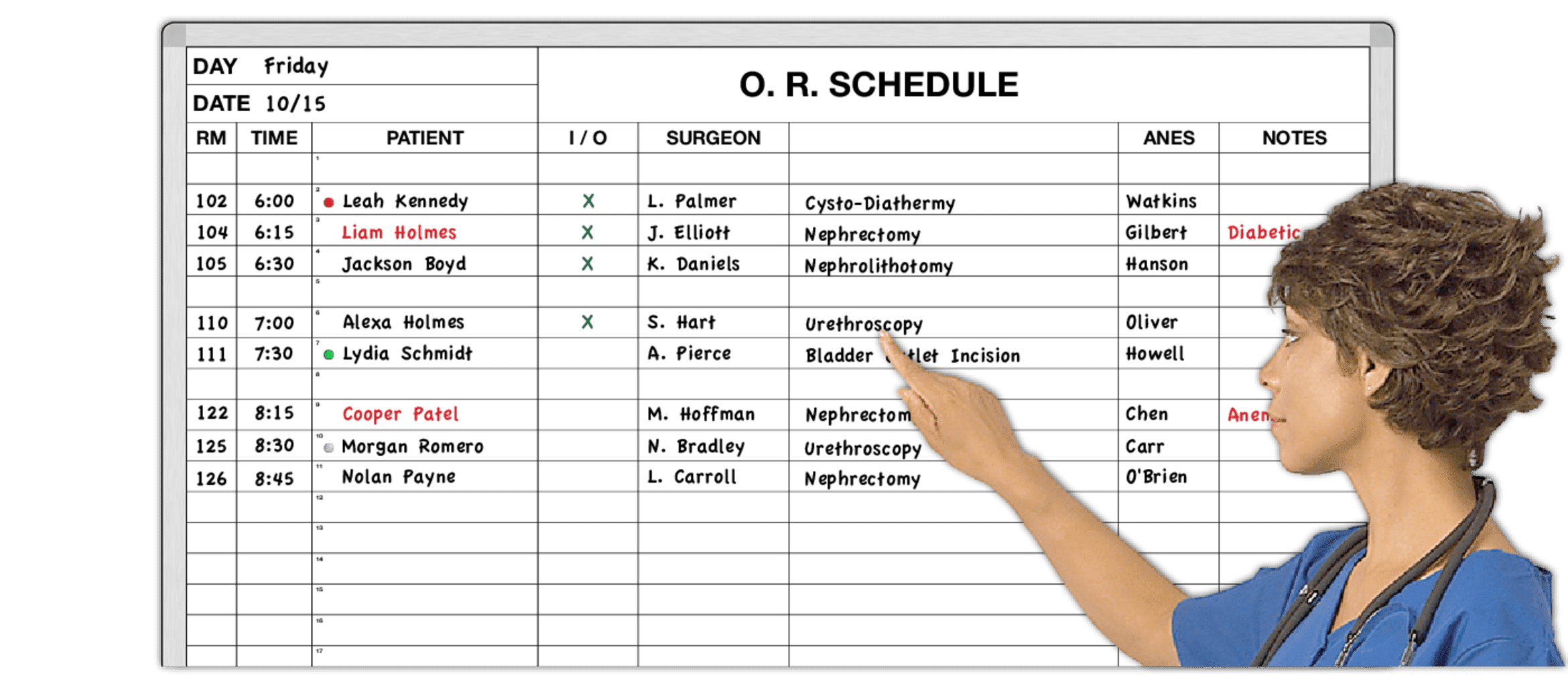 Surgery Schedule Template Excel