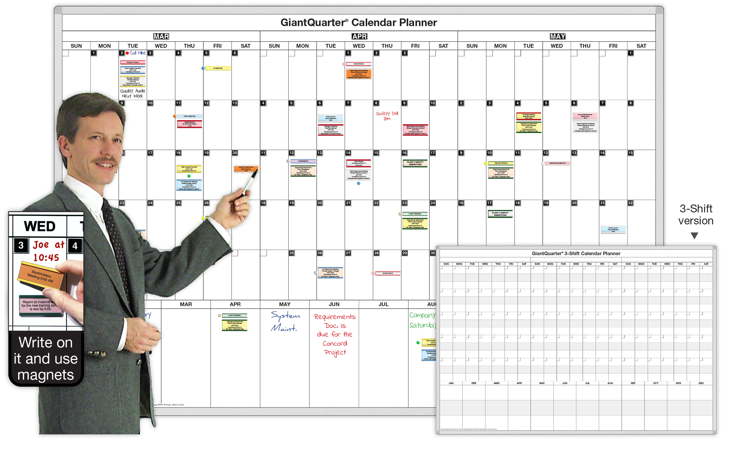 3Month Dry Erase Calendar Whiteboards Magnatag