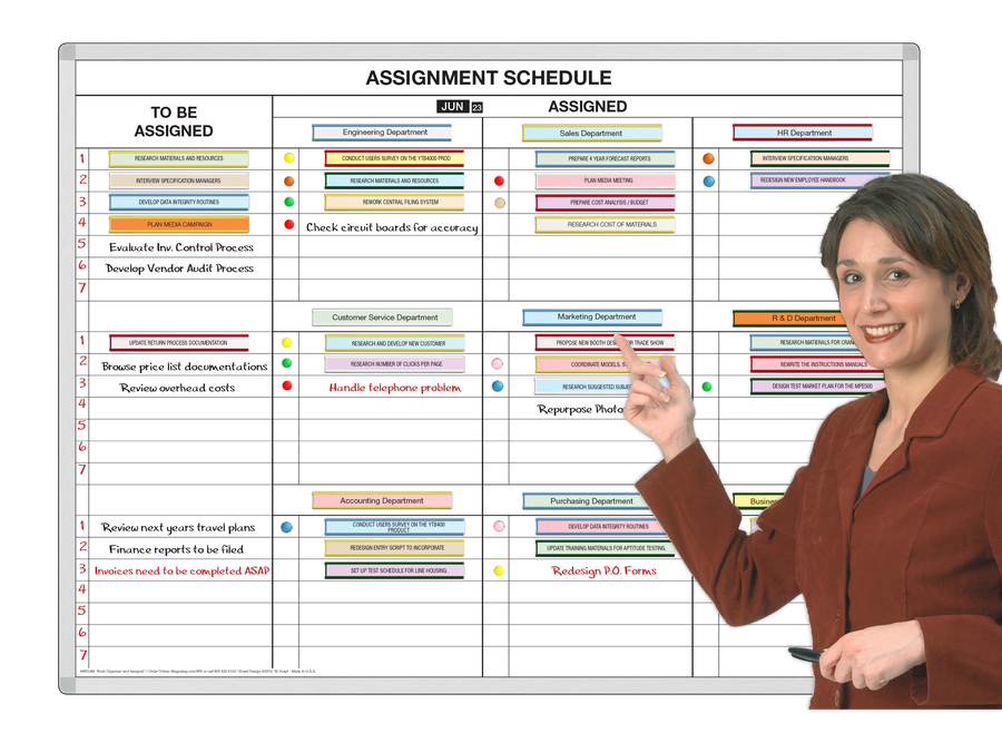 Work Scheduling Magnetic Whiteboard