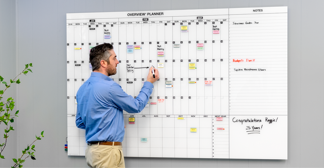 Overview® Printed Glass Whiteboard Planning Calendars