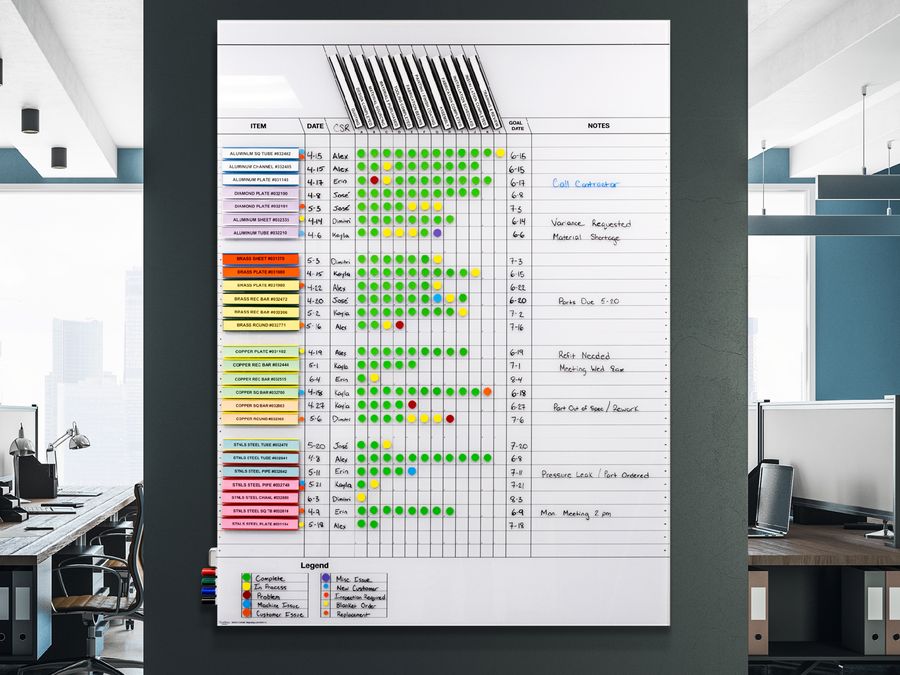 Project Tracking Magnetic White Board