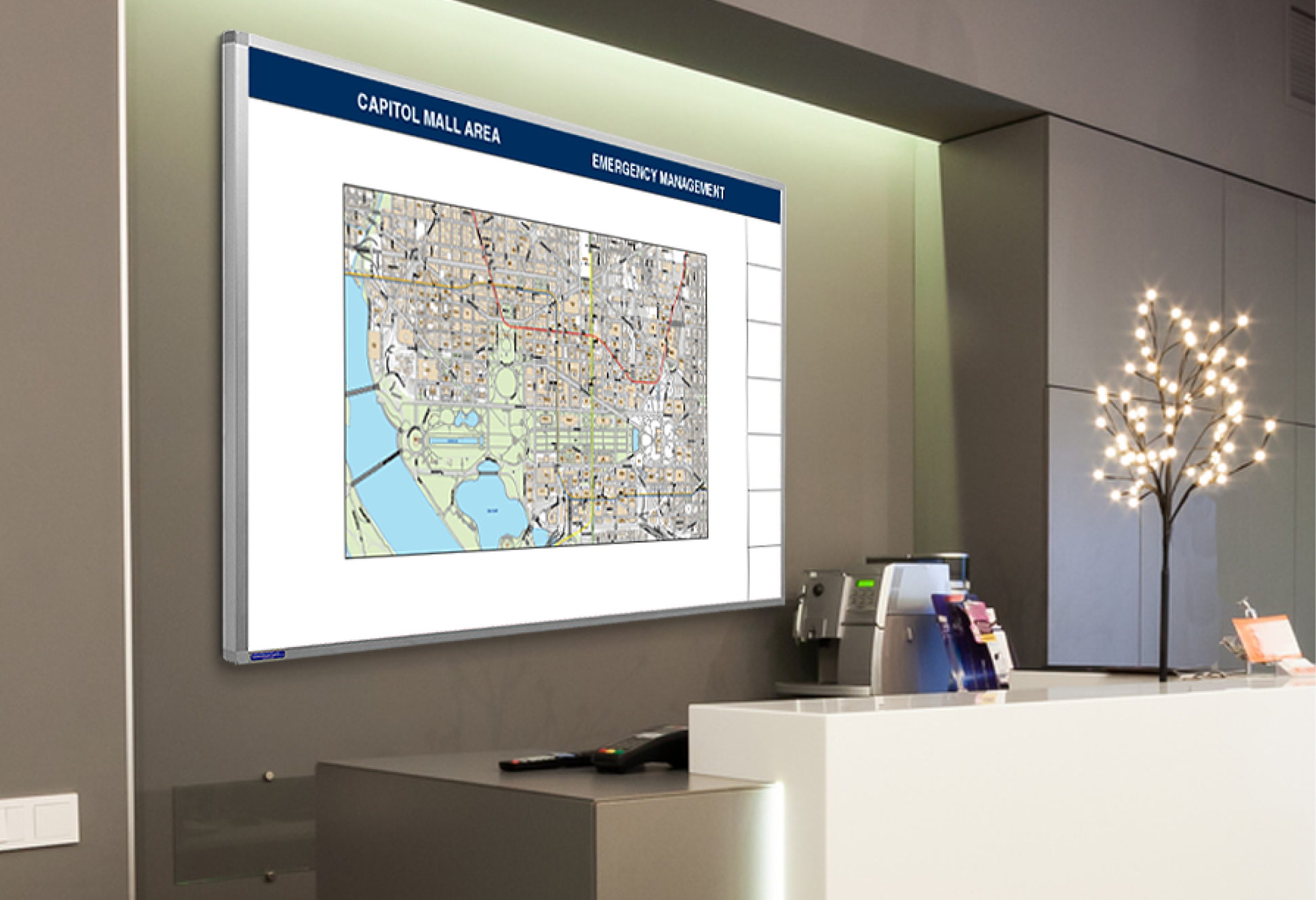 Magnetic dry erase Whiteboard Map