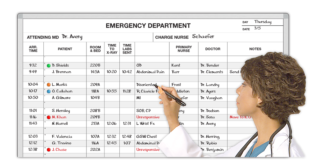 Emergency Department Intake Hospital Whiteboard