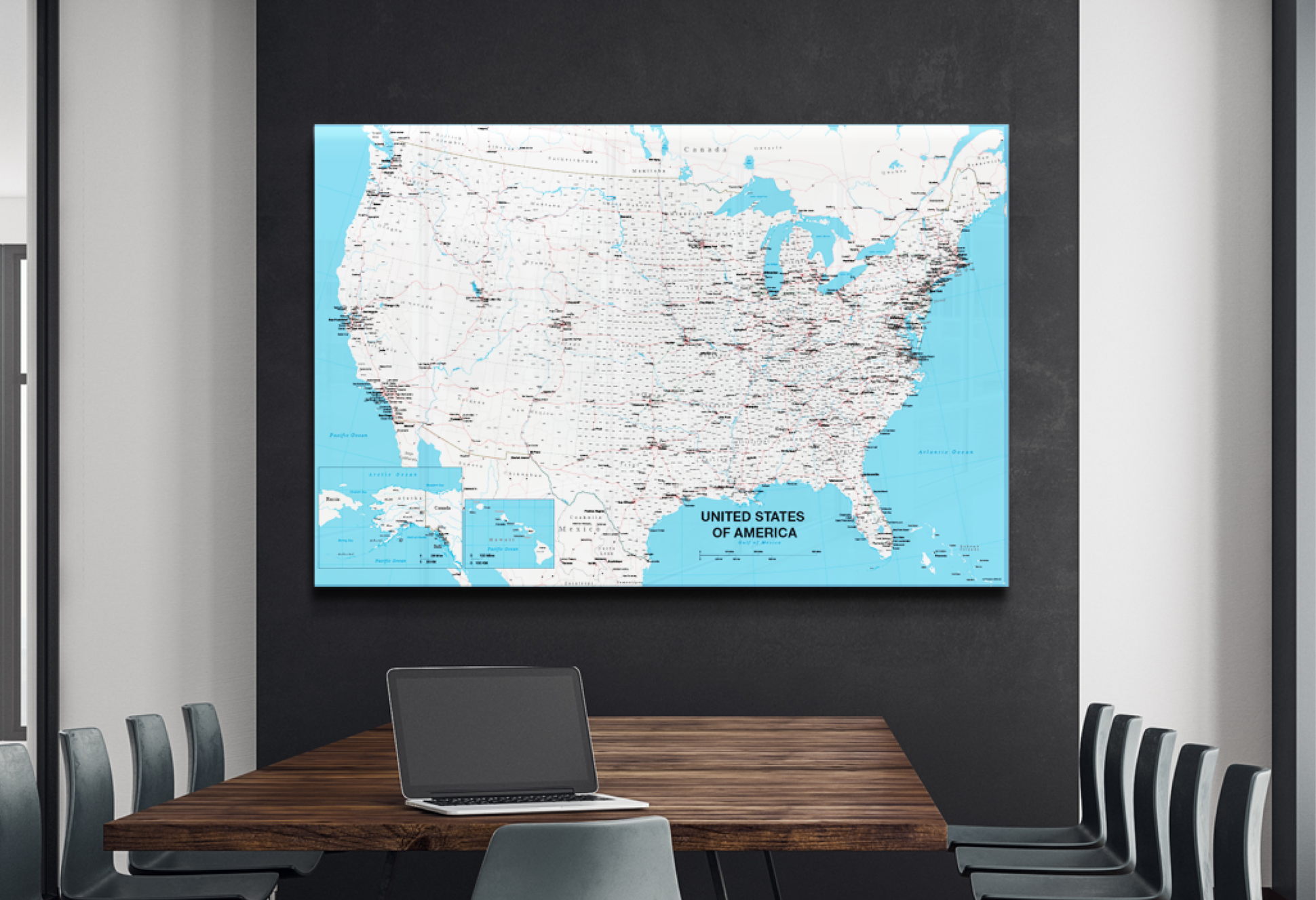 Magnetic dry erase Whiteboard Map