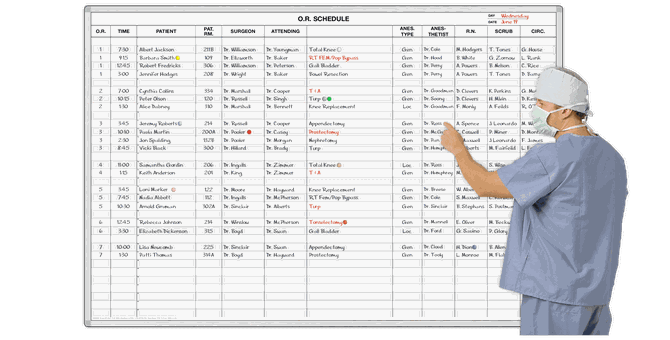 Write-on Surgery Schedule